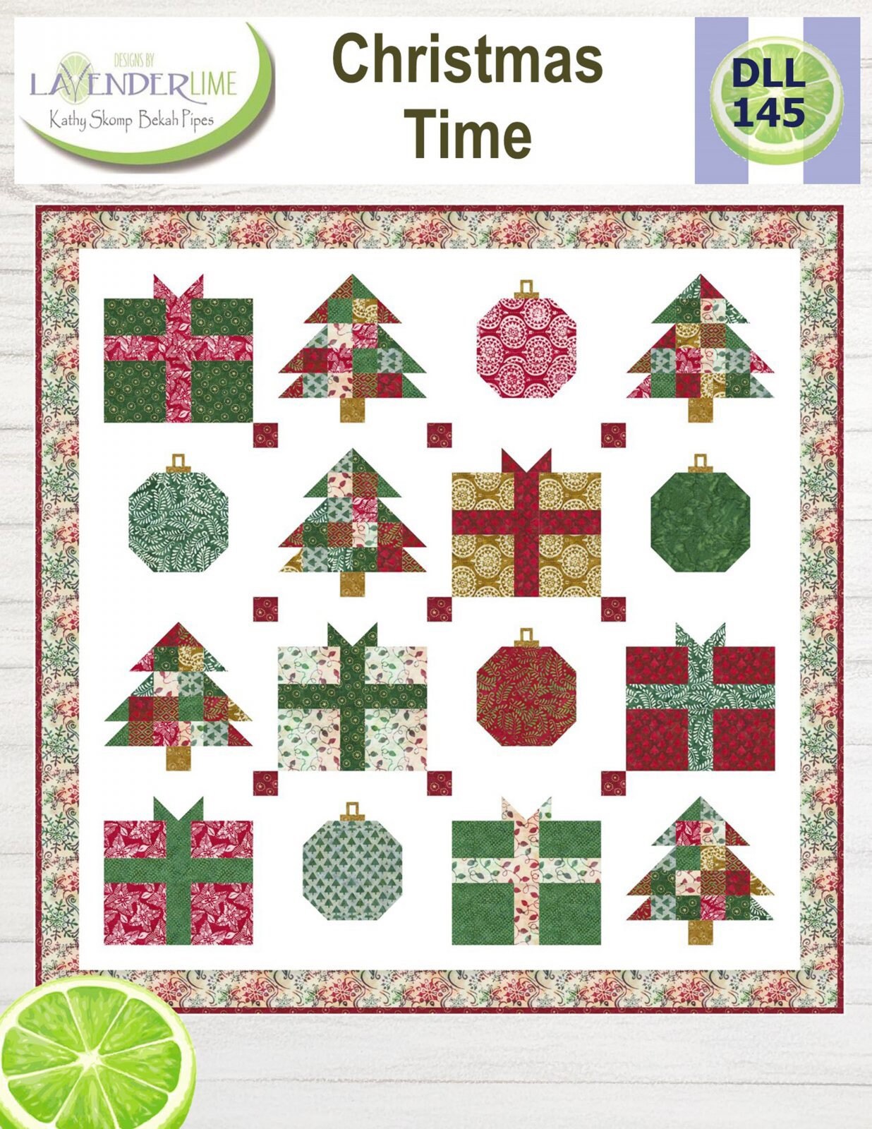 LavenderLime Christmas Time Quilt Pattern Finished Size: 64-1/2"x64-1/2"