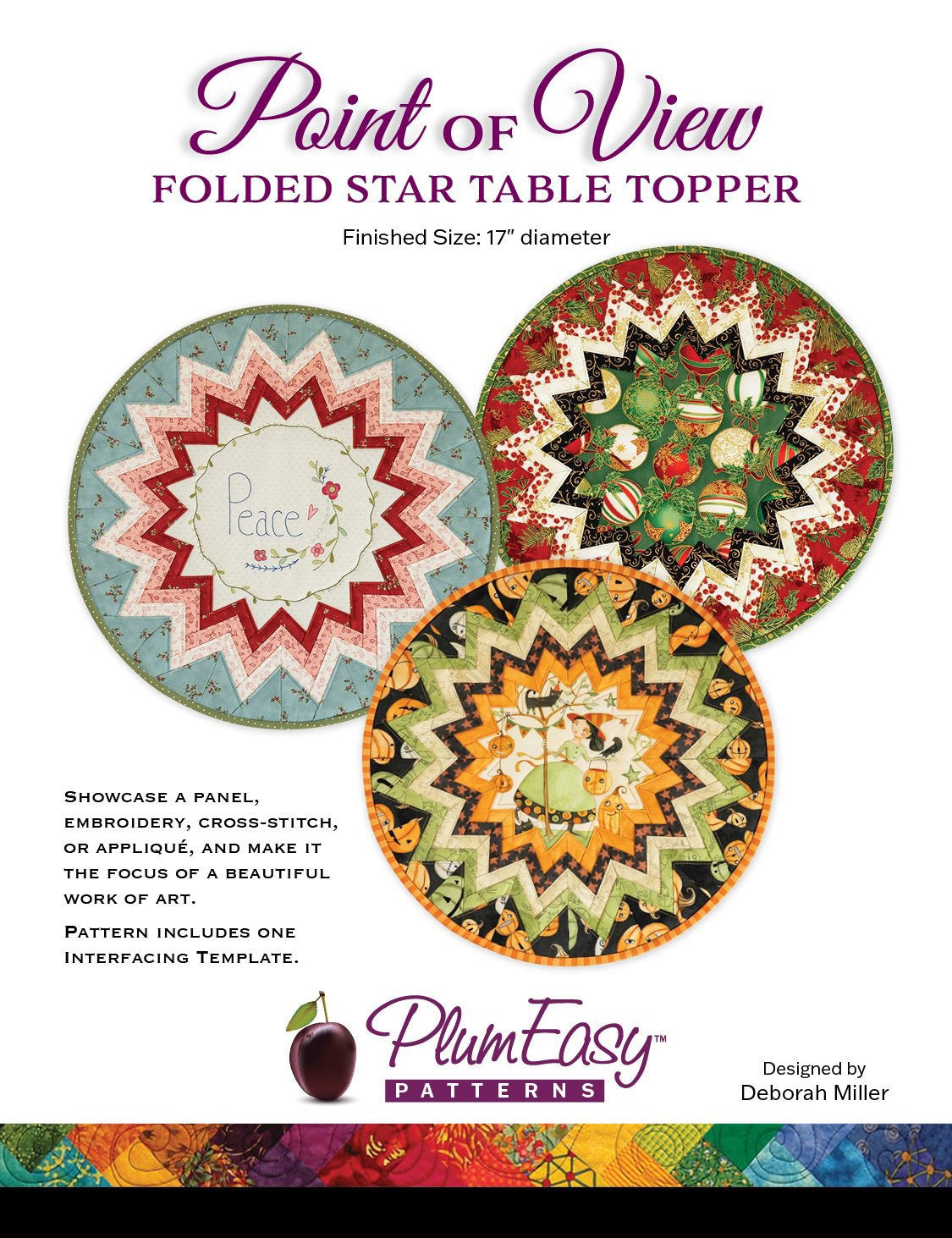 Plum Easy Patterns Point of View Folded Star Table Topper Finished Size: 17"