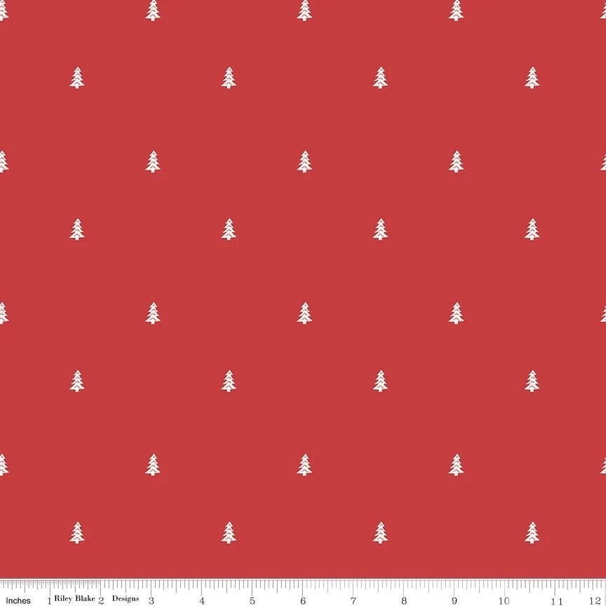 Riley Blake Love You S'more Fabric Collection Trees on Red Premium 100% Cotton Quilt Shop Quality Fabrics