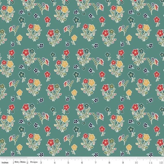 Riley Blake Love You S'more Fabric Collection Floral on Teal Premium 100% Cotton Quilt Shop Quality Fabrics