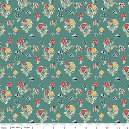 Riley Blake Love You S'more Fabric Collection Floral on Teal Premium 100% Cotton Quilt Shop Quality Fabrics