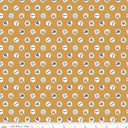 Riley Blake Love You S'more Fabric Collection Badges on Gold Premium 100% Cotton Quilt Shop Quality Fabrics