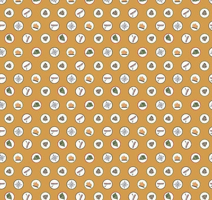 Riley Blake Love You S'more Fabric Collection Badges on Gold Premium 100% Cotton Quilt Shop Quality Fabrics