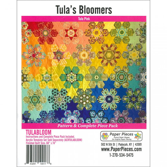 Tula Pink Tula's Bloomers- Complete Pattern and Piece Pack Quilt Pattern Finished Size: 68"x74"