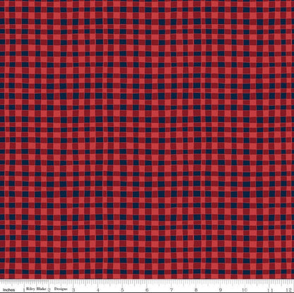 Riley Blake Love You S'more Fabric Collection Gingham on Red Premium 100% Cotton Quilt Shop Quality Fabrics