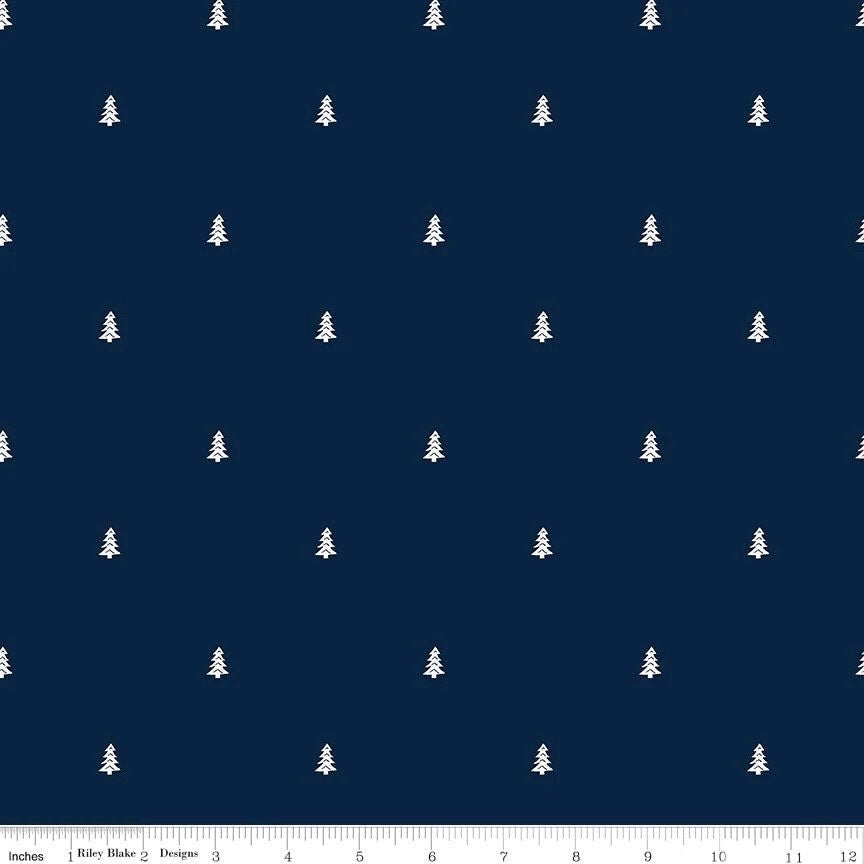 Riley Blake Love You S'more Fabric Collection Trees on Navy Premium 100% Cotton Quilt Shop Quality Fabrics