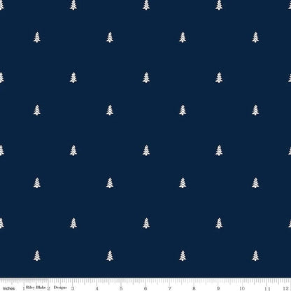 Riley Blake Love You S'more Fabric Collection Trees on Navy Premium 100% Cotton Quilt Shop Quality Fabrics