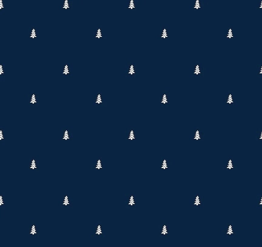 Riley Blake Love You S'more Fabric Collection Trees on Navy Premium 100% Cotton Quilt Shop Quality Fabrics