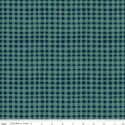 Riley Blake Love You S'more Fabric Collection Gingham on Teal Premium 100% Cotton Quilt Shop Quality Fabrics