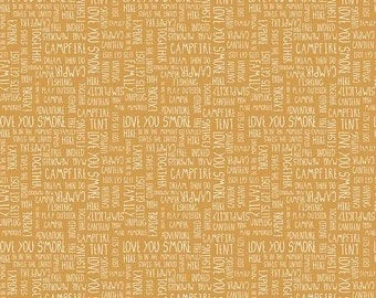 Riley Blake Love You S'more Fabric Collection Text on Gold Premium 100% Cotton Quilt Shop Quality Fabrics