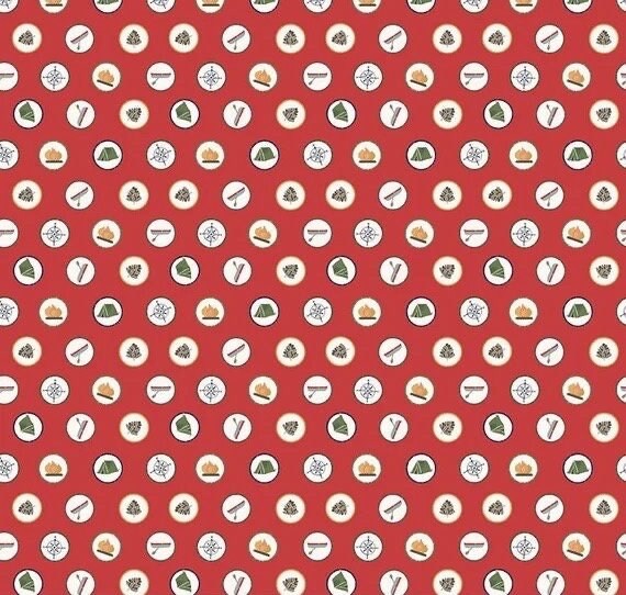 Riley Blake Love You S'more Fabric Collection Badges on Red Premium 100% Cotton Quilt Shop Quality Fabrics