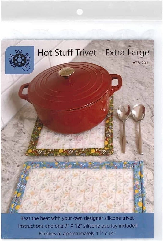 Around the Bobbin Hot Stuff Trivet- Extra Large (9"x12" Silicone Overlay Insert Included) Finished Size: 11"x14"