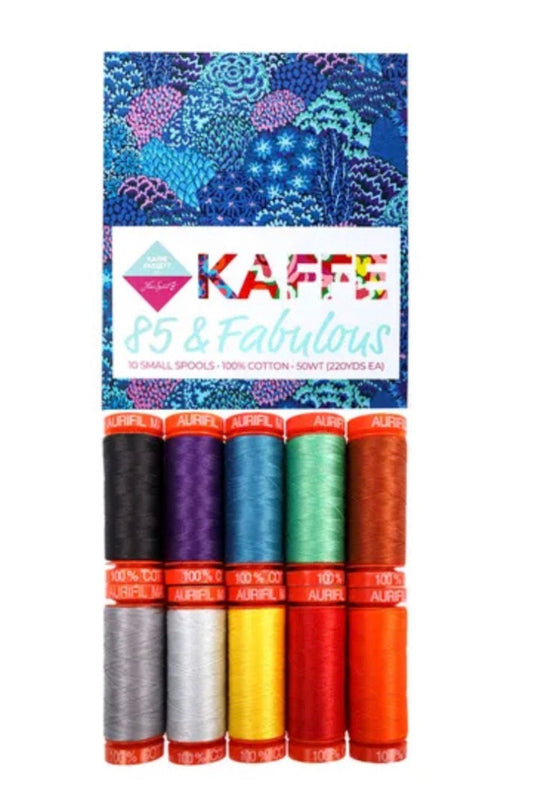 Aurifil Kaffe Fassett 85 & Fabulous 10 Small Spool Thread Set 50WT (Small Spool 220YDS)