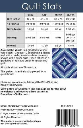 Busy Hands Quilts Around the World Quilt Pattern - 4 Size Variations Per Pattern