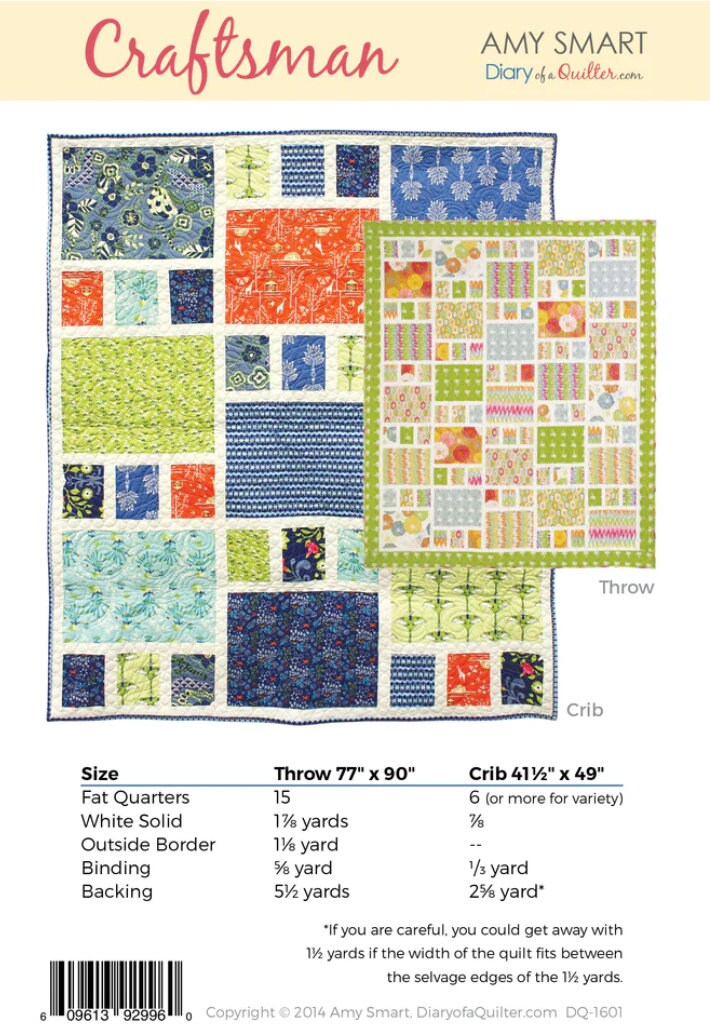 Diary of a Quilter's Craftsman Quilt Pattern (2 Size Variations)