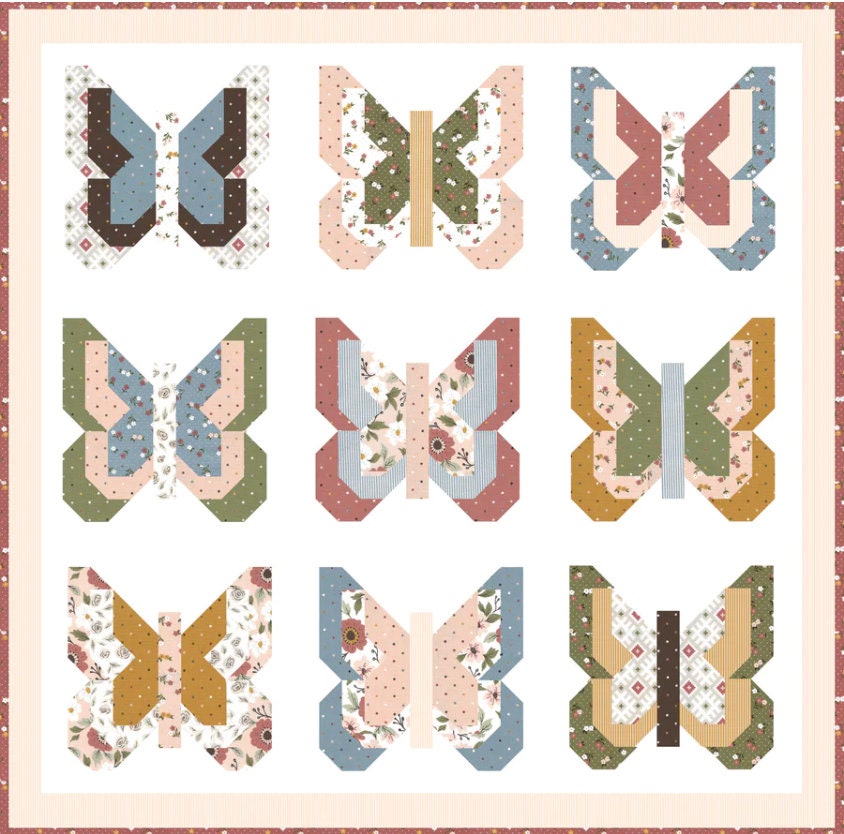 Lella Boutique Social Butterfly Quilt Pattern (Finished Size: 75"x75")