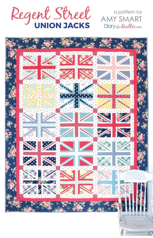 Diary of a Quilter's Regent Street Union Jack Quilt Pattern (4 Size Variations Per Pattern)