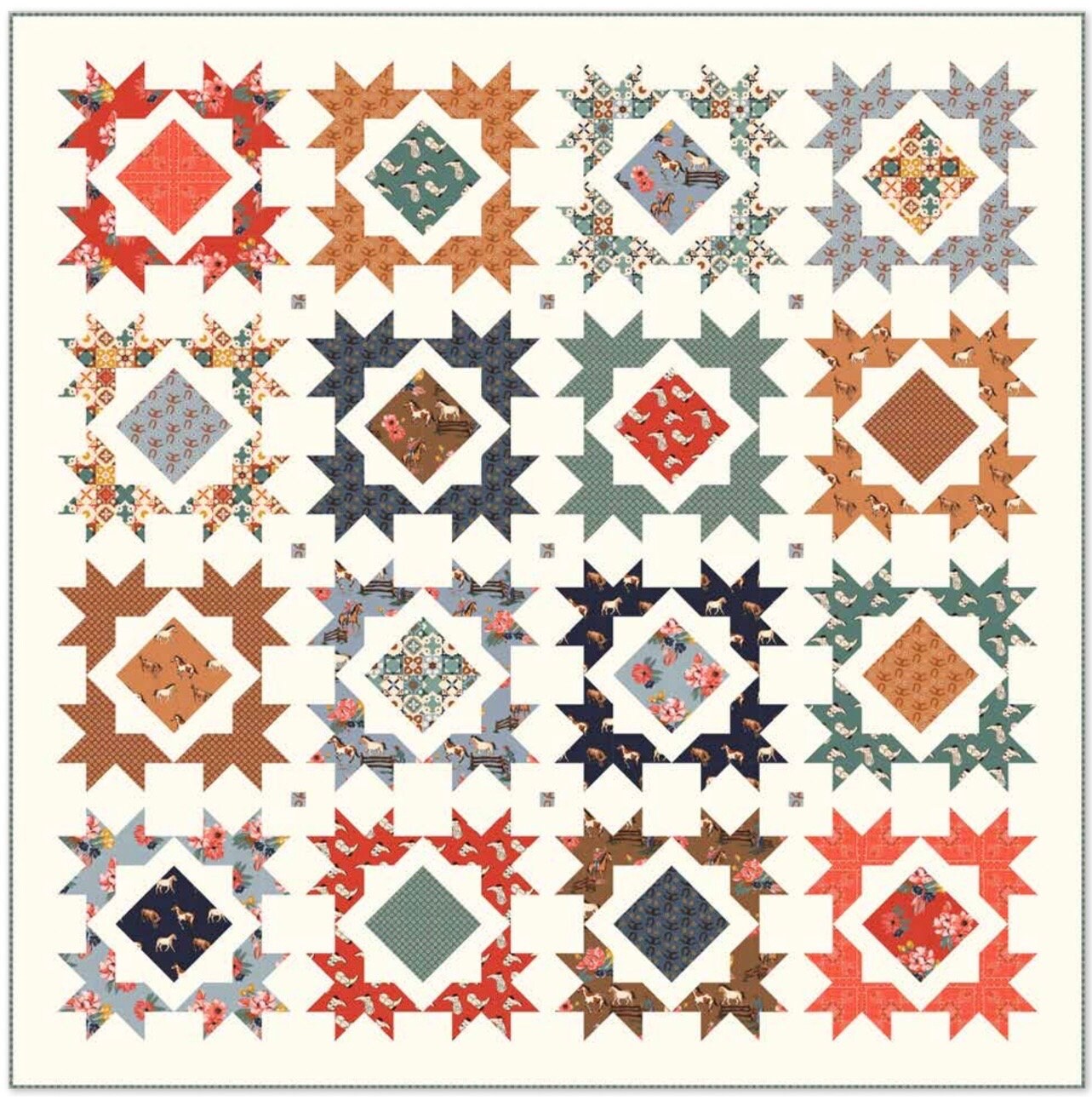 LAST RESTOCK!! Riley Blake Wendy Sheppard Crystal Systems Quilt Kit Featuring Riley Blake Wild Rose Fabric Collection Finished Size: 73"x73"