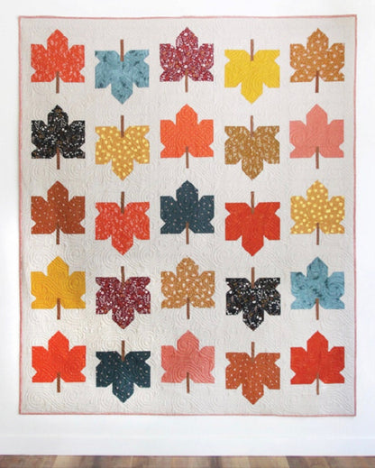 Cluck Cluck Sew Fall Leaves Quilt Pattern (Finished Size: 62"x74")