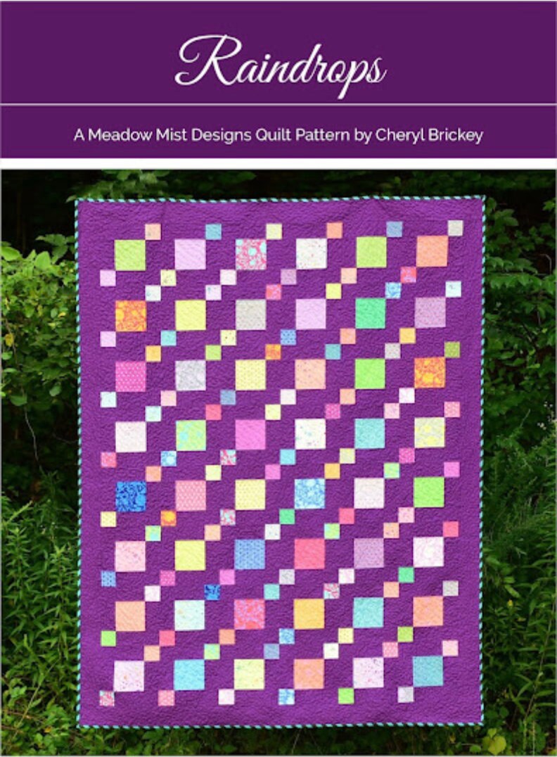 Meadow Mist Designs Raindrops Quilt Pattern (Finished Size: 54.5"x70.5")