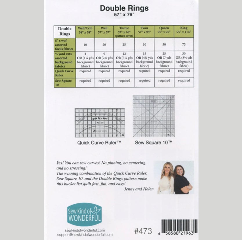 Sew Kind of Wonderful Double Rings Quilt Pattern (5 Size Variations)