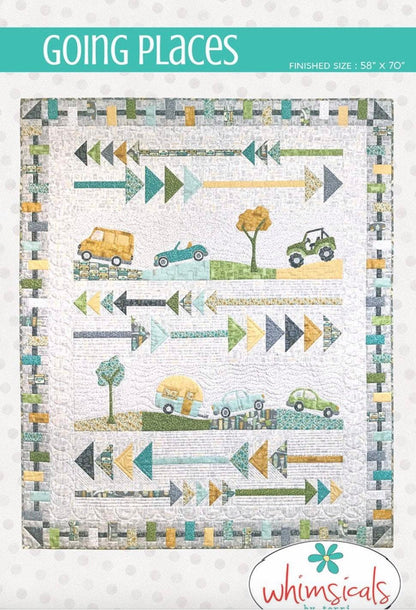 Whimsicals by Terri Going Places Quilt Pattern Finished Size: 58"x70"