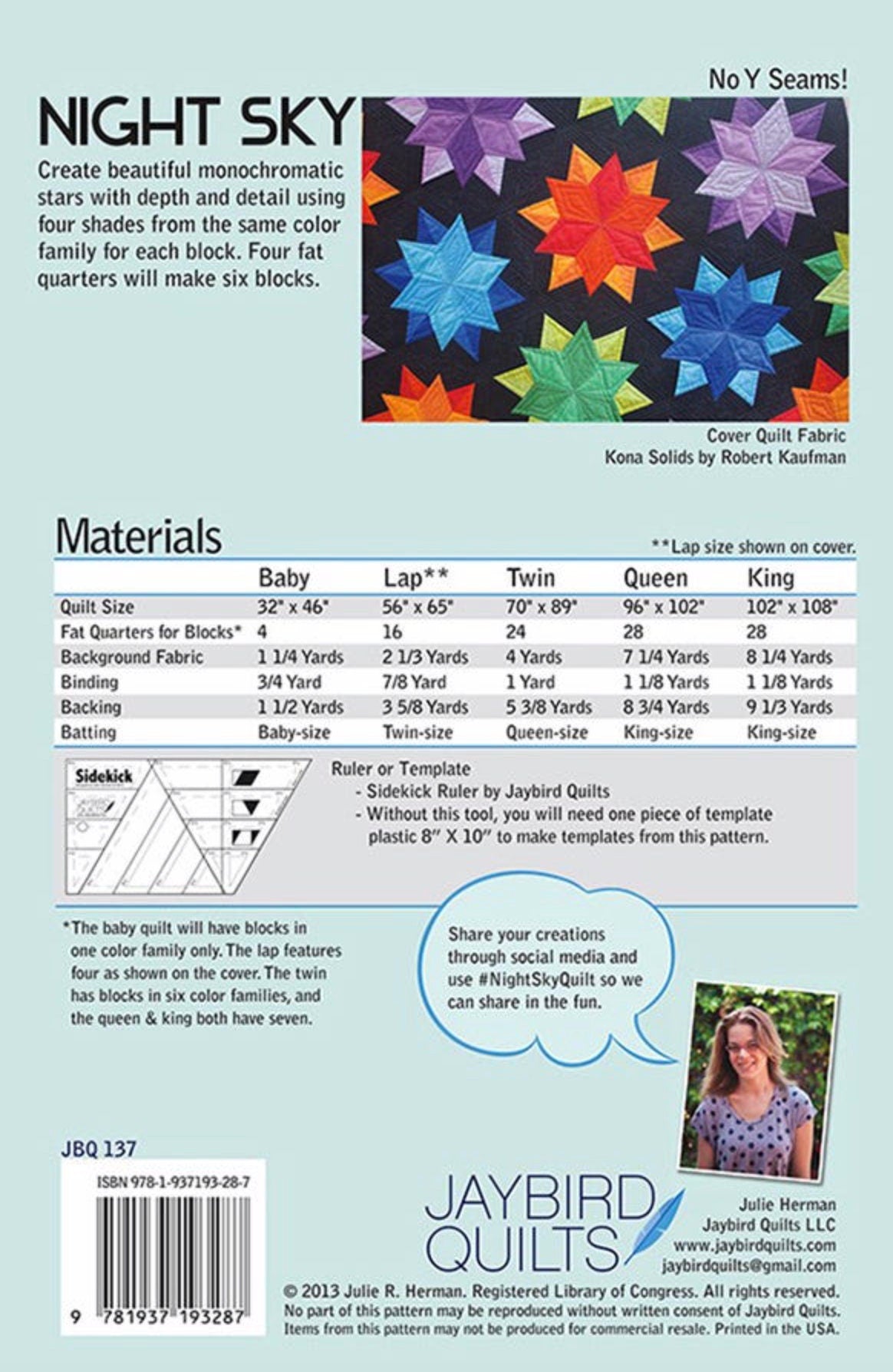 Jaybird Quilt Night Sky Quilt Pattern (4 Size Variations Per Pattern)