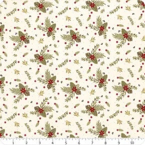 LAST BOLT! Riley Blake Silent Night Fabric Collection Olive Branch on Ivory Sparkle Premium 100% Cotton Quilt Shop Quality Fabrics