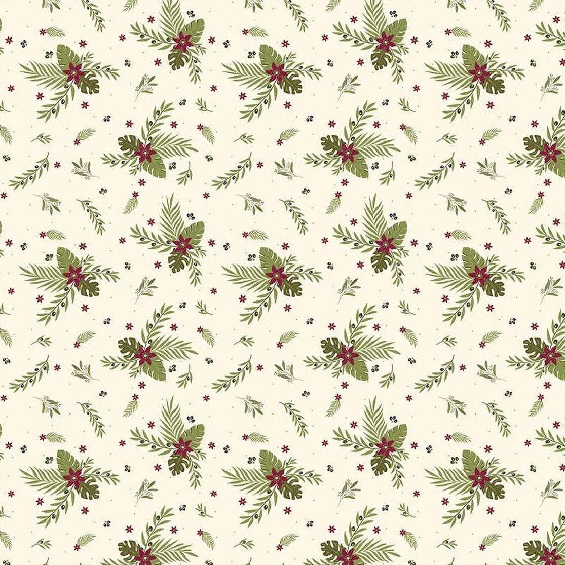 LAST BOLT! Riley Blake Silent Night Fabric Collection Olive Branch on Ivory Sparkle Premium 100% Cotton Quilt Shop Quality Fabrics