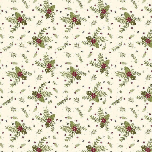 LAST BOLT! Riley Blake Silent Night Fabric Collection Olive Branch on Ivory Sparkle Premium 100% Cotton Quilt Shop Quality Fabrics