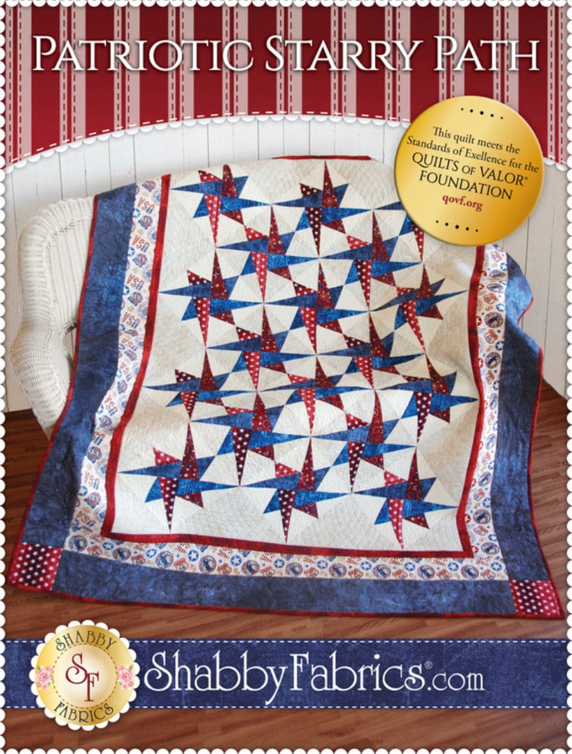 Shabby Fabrics Patriotic Starry Path Quilt Pattern Finished Size: 55"x68"