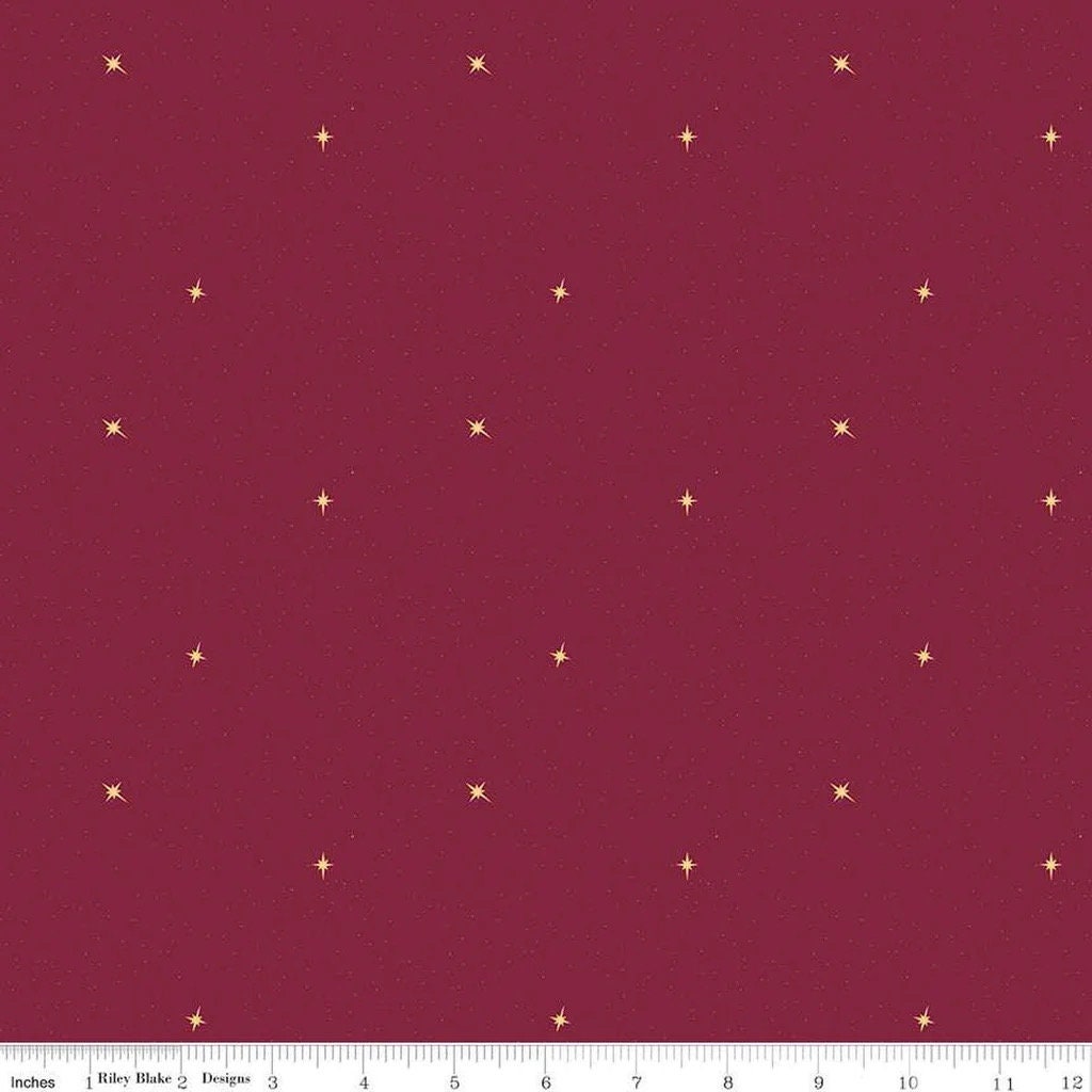 LAST BOLT! Riley Blake Silent Night Fabric Collection Follow The Star on Berry Sparkle Premium 100% Cotton Quilt Shop Quality Fabrics