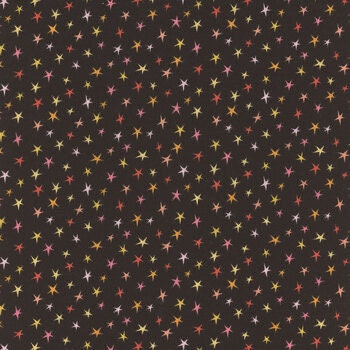 Poppie Cotton Kitty Loves Candy Fabric Collection Sparkly Stars on Black Premium 100% Quilt Shop Quality Cotton Fabrics