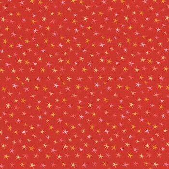 Poppie Cotton Kitty Loves Candy Fabric Collection Sparkly Stars on Orange Premium 100% Quilt Shop Quality Cotton Fabrics