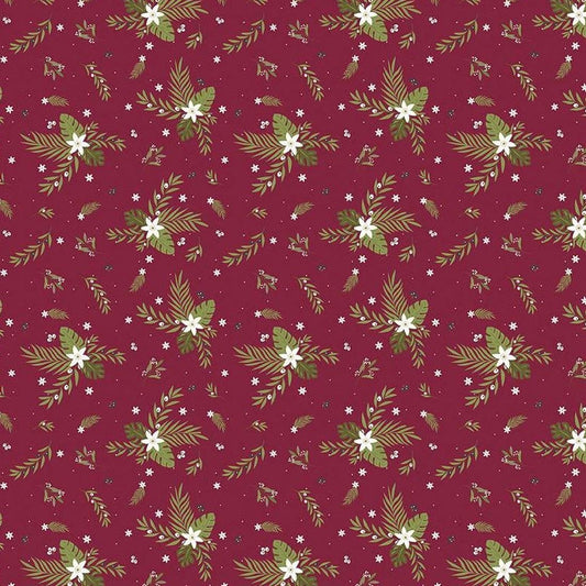 LAST BOLT! Riley Blake Silent Night Fabric Collection Olive Branch on Berry Sparkle Premium 100% Cotton Quilt Shop Quality Fabrics