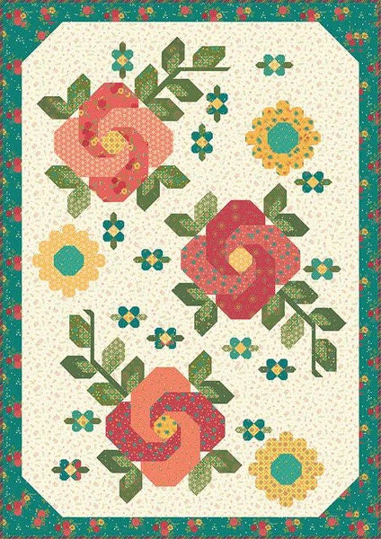 LAST RESTOCK! Riley Blake Midnight Rose Garden Quilt Kit Featuring Riley Blake Market Street Fabric Collection Finished Size: 70"x98"