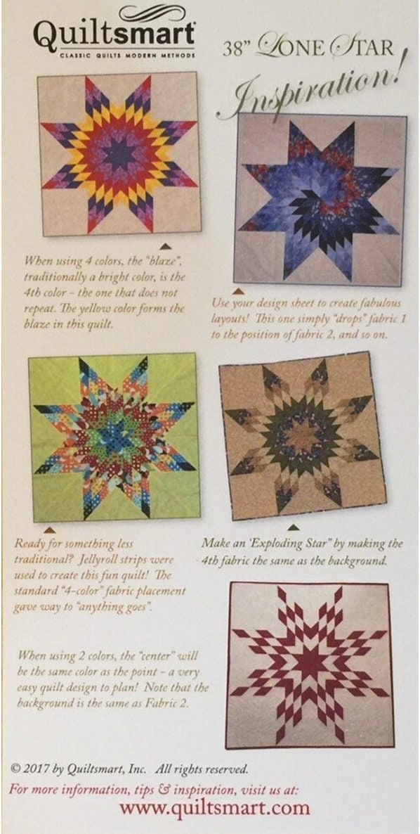 Quiltsmart 38" Lone Star Quilt Printed Interfacing & Instructions Pack