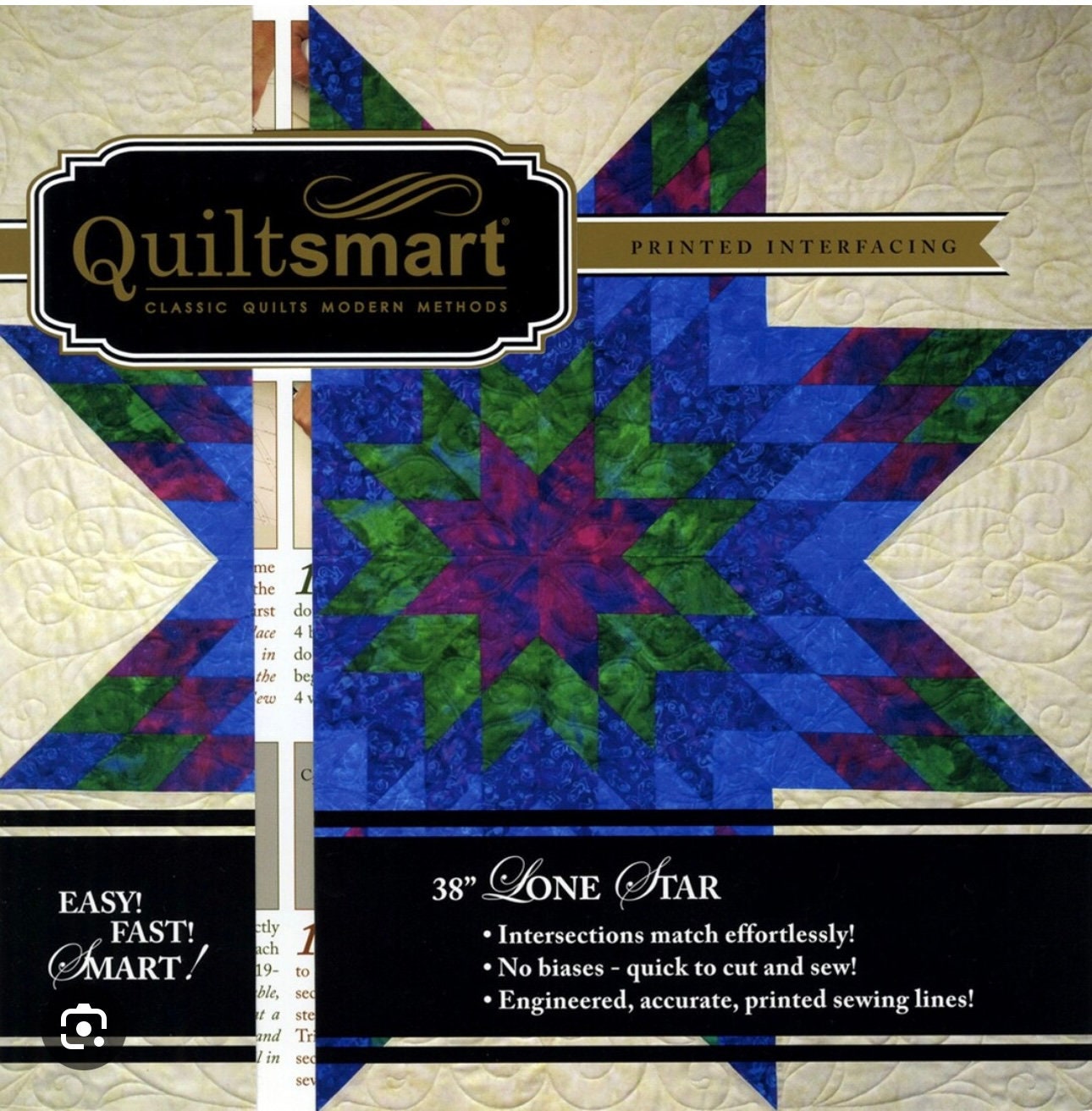 Quiltsmart 38" Lone Star Quilt Printed Interfacing & Instructions Pack