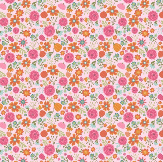 Poppie Cotton Kitty Loves Candy Fabric Collection Pretty Pumpkins on Pink Premium 100% Quilt Shop Quality Cotton Fabrics