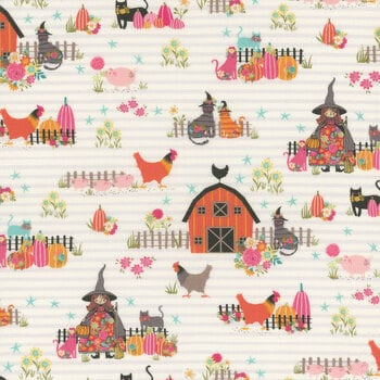 Poppie Cotton Kitty Loves Candy Fabric Collection The Good Witch on White Premium 100% Quilt Shop Quality Cotton Fabrics