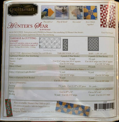 Quiltsmart Hunter's Star Quilt Printed Interfacing & Pattern Pack