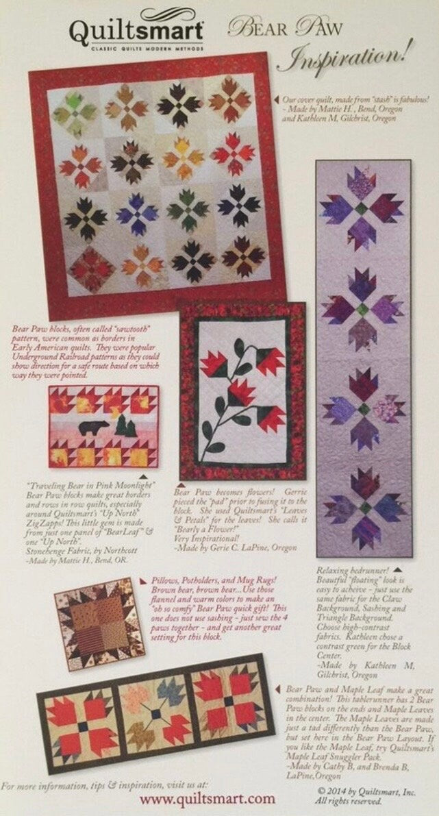 Quiltsmart Bear Paw Quilt Printed Interfacing Pack & Pattern