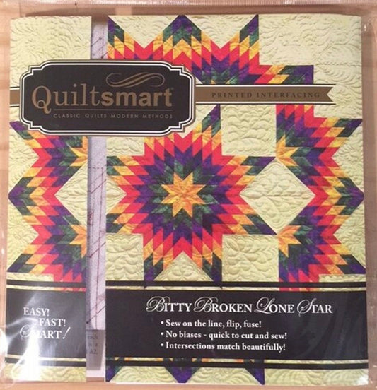 Quiltsmart Bitty Broken Lone Star (Little Lone Star) Quilt Printed Interfacing & Pattern Pack