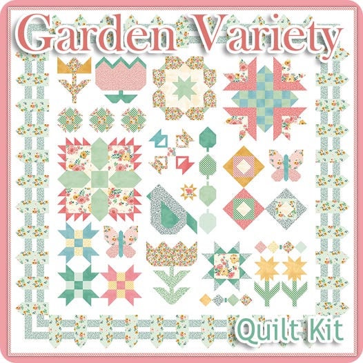 Riley Blake Garden Variety Quilt Kit Featuring My Mind's Eye's Spring Gardens Fabric Collection Finished Size: 81"x81"