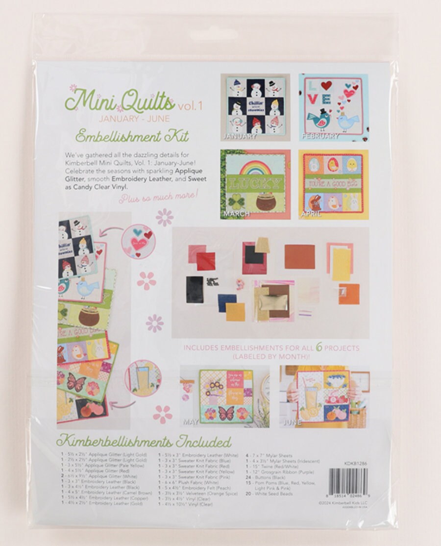 Kimberbell Mini Quilts Vol. 1 January-June (Machine Embroidery CD & Embellishment Kits Available)