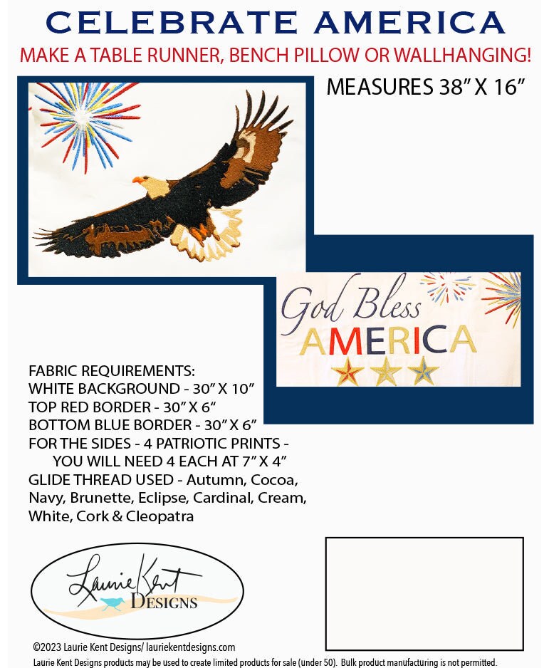 Laurie Kent Designs Celebrate America Machine Embroidery CD