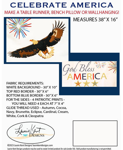 Laurie Kent Designs Celebrate America Machine Embroidery CD