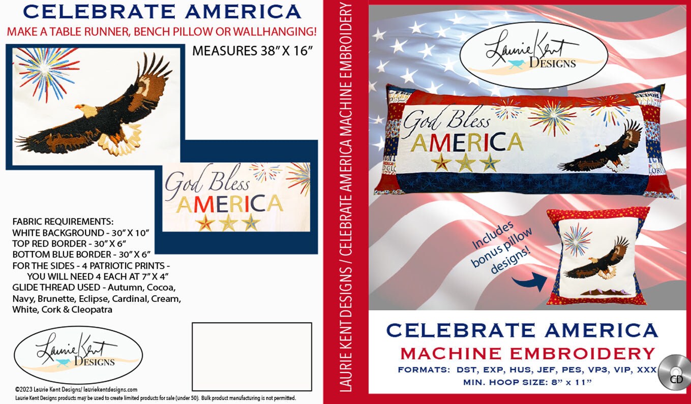 Laurie Kent Designs Celebrate America Machine Embroidery CD