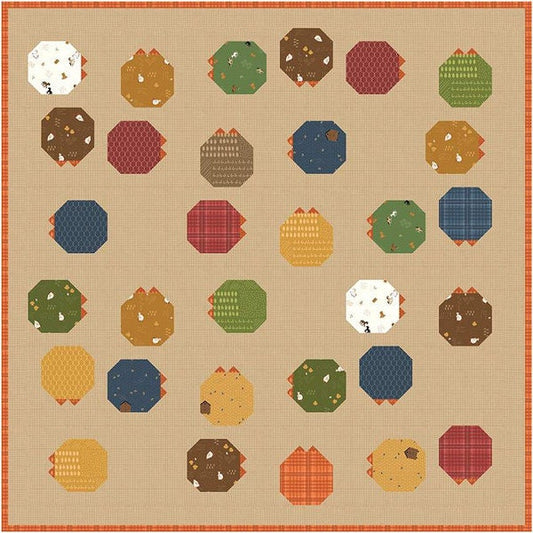 LAST RESTOCK! Riley Blake Bee Sew Inspired Scattered Chickens Quilt Kit Featuring Country Life Fabric Collection