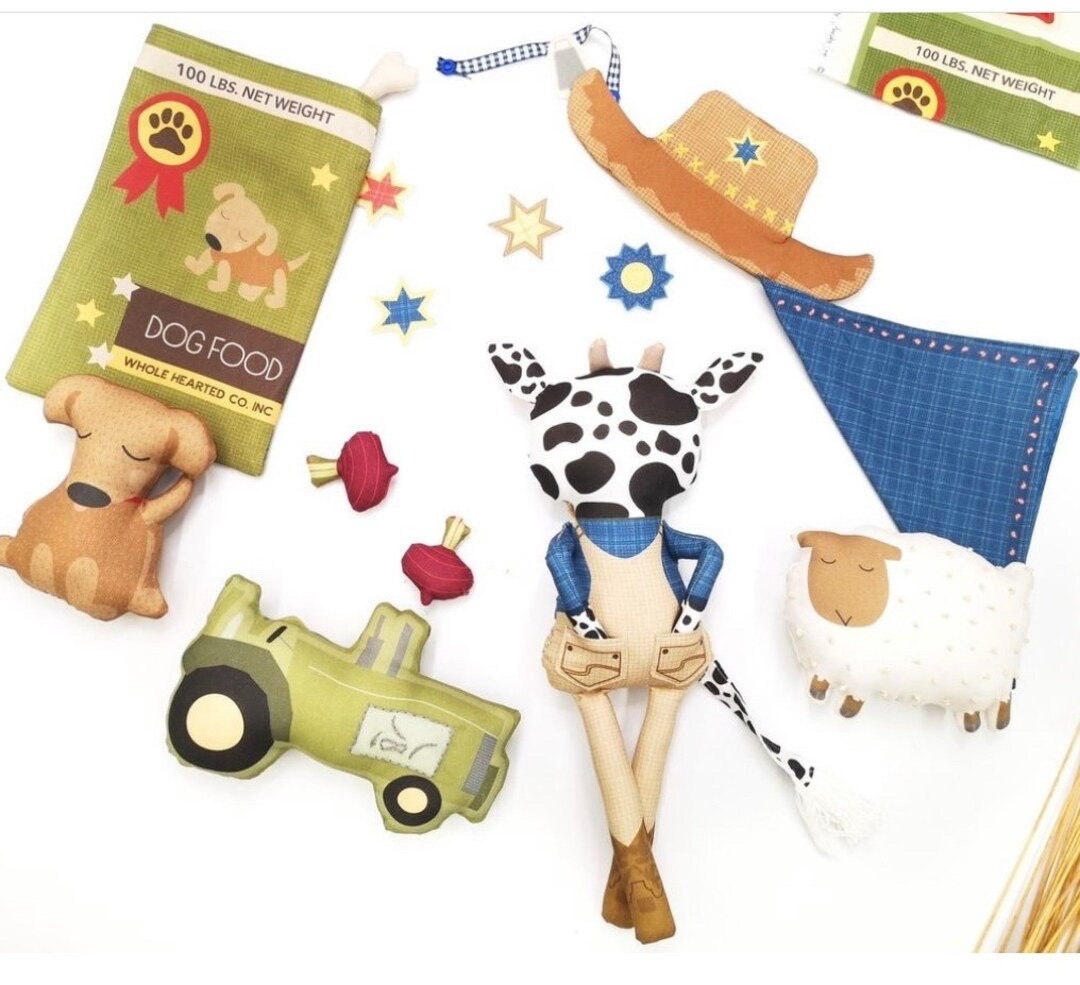 Riley Blake Country Life Fabric Collection Boris The Cow Doll Panel Premium 100% Cotton Fabrics